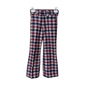 Vtg Mann Retro 70s Boy's Pants 2/3 Brown Blue Plaid Bell Bottoms Permanent Press